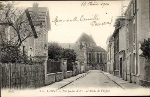 Ak Lagny Seine et Marne, Rue Jeanne d'Arc, L'Abside de l'Eglise