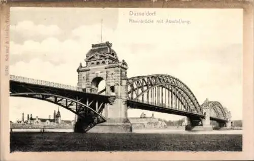 Ak Düsseldorf am Rhein, Rheinbrücke, Ausstellung