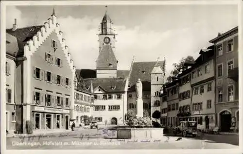 Ak Überlingen am Bodensee, Hofstatt mit Münster und Rathaus