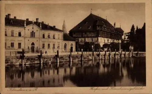 Ak Konstanz am Bodensee, Hafen mit Konziliumsgebäude