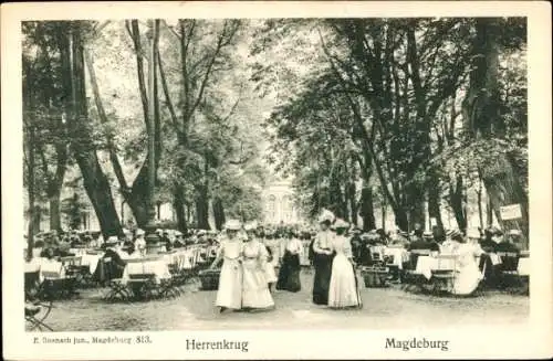 Ak Magdeburg an der Elbe, Herrenkrug, Terrasse