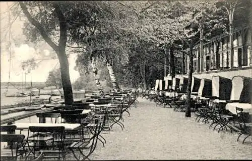 Ak Magdeburg in Sachsen Anhalt, Gasthaus Salzquelle, Terrasse