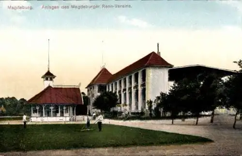 Ak Magdeburg an der Elbe, Anlagen des Magdeburger Renn-Vereins, Rasenpfleger