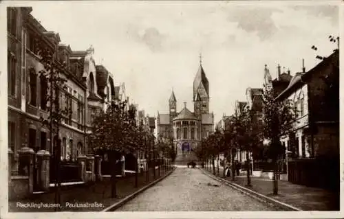 Ak Recklinghausen im Ruhrgebiet, Paulusstraße, Pauluskirche