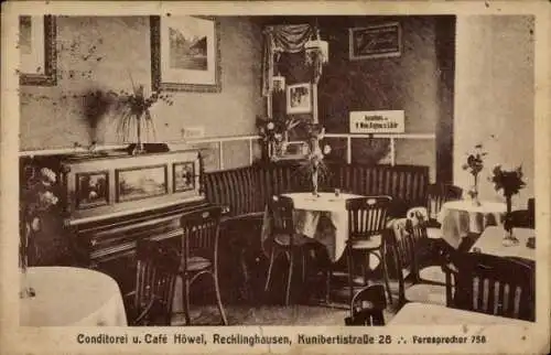 Ak Recklinghausen im Ruhrgebiet, Conditorei u. Café Höwel, Innenansicht, Kunibertistraße 28