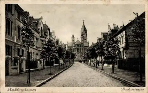 Ak Recklinghausen im Ruhrgebiet, Paulusstraße mit Pauluskirche