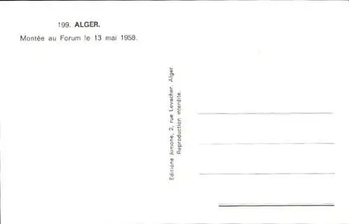 Ak Algier Algerier, Aufstieg zum Forum, 13. Mai 1958, Algier-Putsch, Staatsstreich