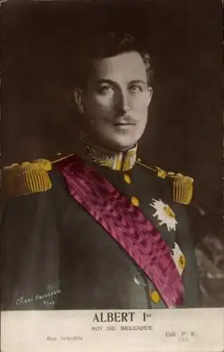 Ak Albert I., König von Belgien, Portrait, Uniform