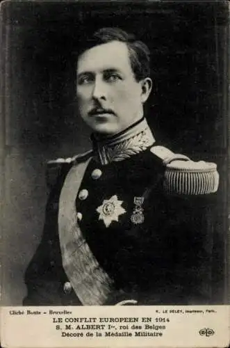 Ak König Albert I. von Belgien, Portrait in Uniform