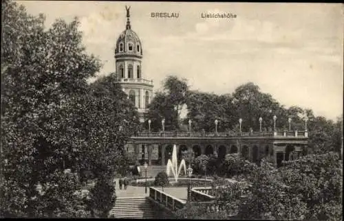 Ak Wrocław Breslau Schlesien, Liebichshöhe, Brunnen