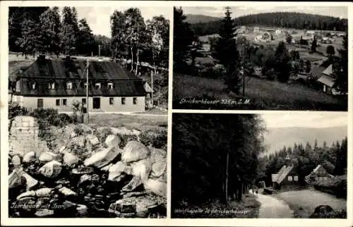 Ak Strickerhäuser Szklarska Poręba Schreiberhau Riesengebirge Schlesien, Iserbaude, Waldkapelle