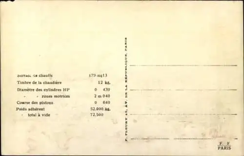 Ak Französische Eisenbahn, Etat, Tender 280, Dampflok