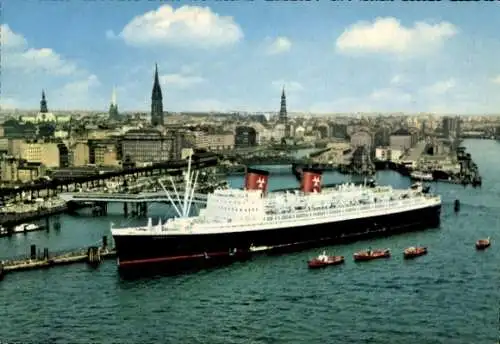 Ak Passagier-Schnelldampfer Hanseatic, Hamburg Atlantik Linie, im Hamburger Hafen