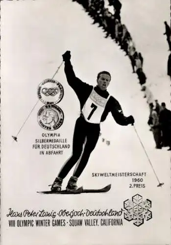 Ak Skifahrer Hans Peter Lanig, Ski-Weltmeisterschaft 1960, Olympische Winterspiele Kalifornien