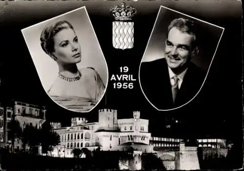 Ak Monaco, Prinz Rainier III. von Monaco, Schauspielerin Grace Kelly