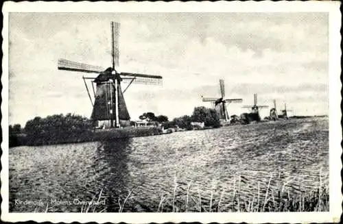 Ak Kinderdijk Molenwaard Südholland Niederlande, Windmühlen Overwaard