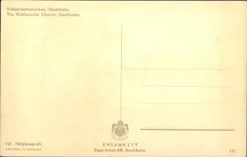 Ak Stockholm Schweden, Riddarholmskyrkan
