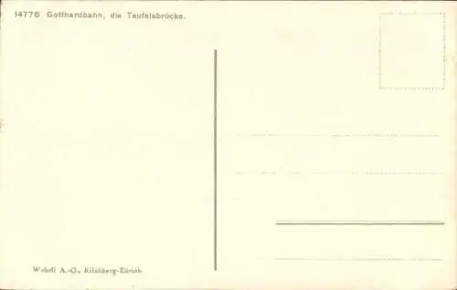 Ak Göschenen Kanton Uri, Gotthardbahn, Teufelsbrücke