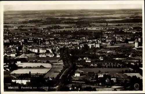 Ak Görlitz der Lausitz, Fernblick von der Landeskrone, Gesamtansicht