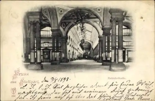 Ak Stuttgart in Württemberg, Bahnhofshalle