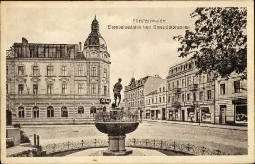 Ak Fürstenwalde an der Spree, Eisenbahnstraße und Grassnickbrunnen
