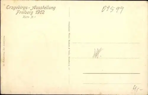 Ak Freiberg in Sachsen, Erzgebirgsausstellung 1912, Hauptwirtschaft, Karte No. 1