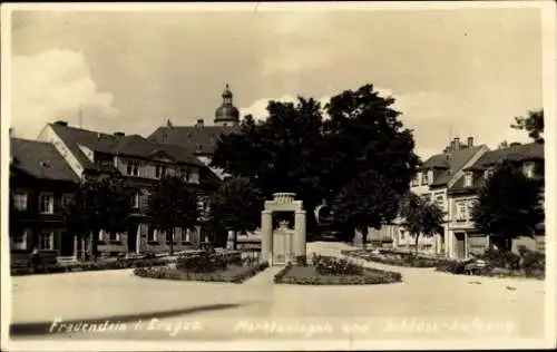 Foto Ak Frauenstein im Erzgebirge, Marktanlagen, Schlossaufgang