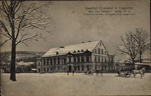 Ak Einsiedel Chemnitz in Sachsen, Gasthof Einsiedel, Winter