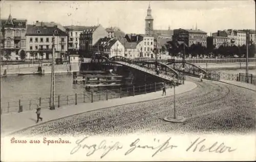 Ak Berlin Spandau, Teilansicht, Brücke