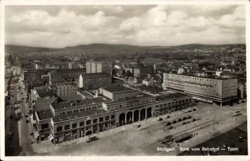 Ak Stuttgart am Neckar, Panorama vom Bahnhofturm