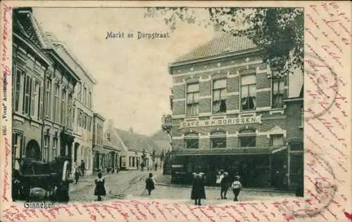 Ak Ginneken in Bavel Nordbrabant, Markt, Dorpstraat, Café