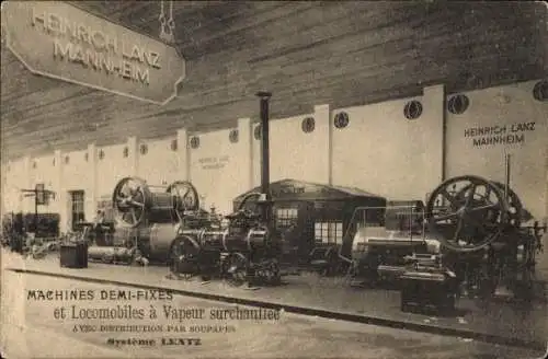 Ak Brüssel, Weltausstellung 1910, Deutsche Eisenbahn, Lokomotiven, Heinrich Lanz