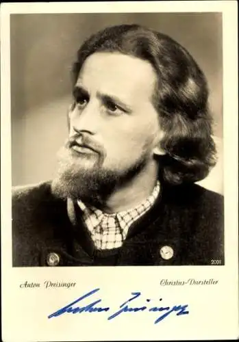 Ak Schauspieler Anton Preisinger, Portrait, Passionsspiele Oberammergau 1950, Autogramm