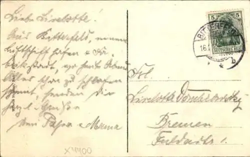 Ak Bitterfeld in Sachsen Anhalt, Bahnhof, Zeppelin