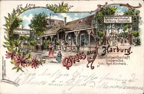 Litho Hamburg Harburg, Bahnhofswirtschaft Harburg-Unterelbe