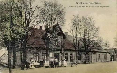 Ak Fischbeck Hessisch Oldendorf an der Weser, Oelkers Gasthof, Salon, Kegelbahn