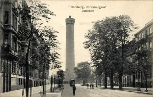 Ak Hamburg Mitte Rothenburgsort, Wasserturm, Straßenbahn