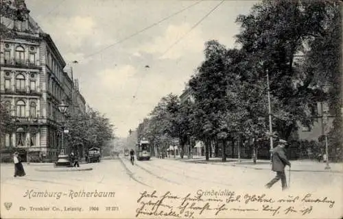 Ak Hamburg Rotherbaum, Grindelallee, Straßenbahn