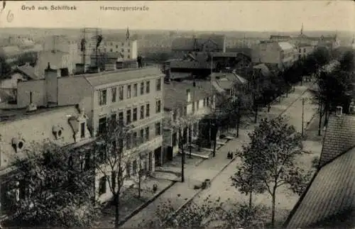 Ak Hamburg Horn Schiffbek, Hamburger Straße, Blick über die Dächer der Stadt, Speisehalle