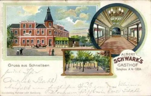 Litho Hamburg Eimsbüttel Schnelsen, Gasthof, Innenansicht, Schnellsen