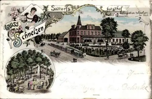 Litho Hamburg Eimsbüttel Schnelsen, Sottorfs Gasthof, Gartenpartie