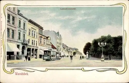 Passepartout Ak Hamburg Wandsbek, Lübecker Straße, Straßenbahn