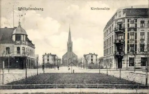 Ak Hamburg Wilhelmsburg, Kirchenallée