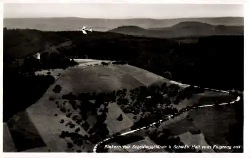 Ak Hessental Schwäbisch Hall in Württemberg, Einkorn, Fliegeraufnahme, Segelfluggelände