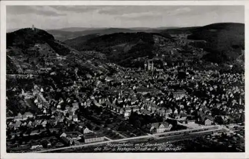 Ak Heppenheim an der Bergstraße, Starkenburg, Fliegeraufnahme