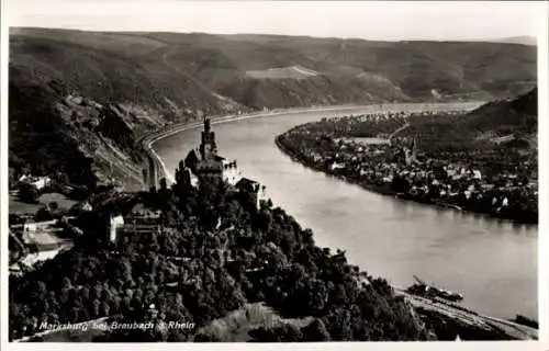 Ak Braubach am Rhein, Marksburg, Fliegeraufnahme