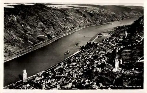 Ak Oberwesel am Rhein, Fliegeraufnahme