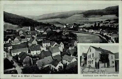 Ak Rod an der Weil Weilrod im Taunus, Gesamtansicht, Gasthaus zum Weiltal, Zur Post