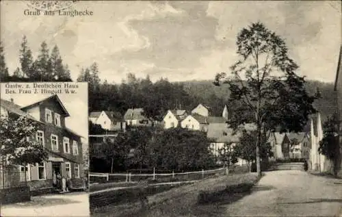 Ak Langhecke Villmar an der Lahn Hessen, Teilansicht, Gastwirtschaft zum Deutschen Haus