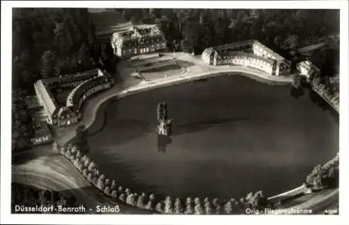 Ak Benrath Düsseldorf am Rhein, Fliegeraufnahme, Schloss